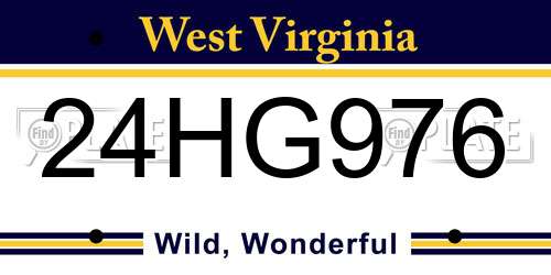 24HG976 West Virginia License Plate
