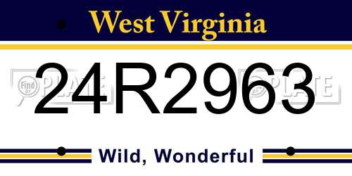 24R2963 West Virginia License Plate