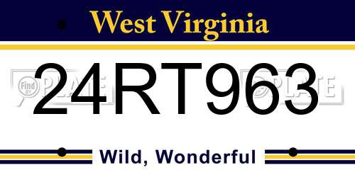 24RT963 West Virginia License Plate