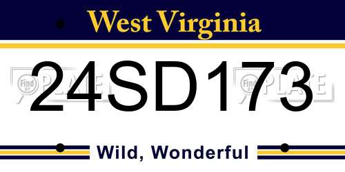 24SD173 West Virginia License Plate
