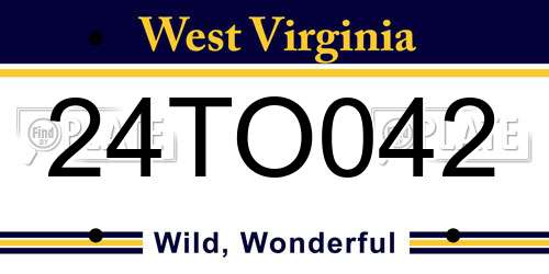 24TO042 West Virginia License Plate