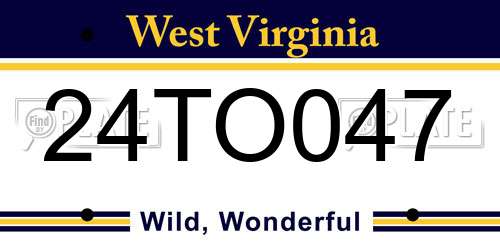 24TO047 West Virginia License Plate