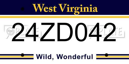 24ZD042 West Virginia License Plate