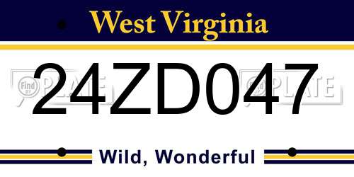 24ZD047 West Virginia License Plate