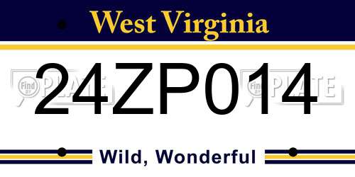 24ZP014 West Virginia License Plate