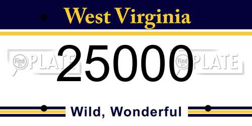 25000 West Virginia License Plate