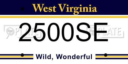 2500SE West Virginia License Plate