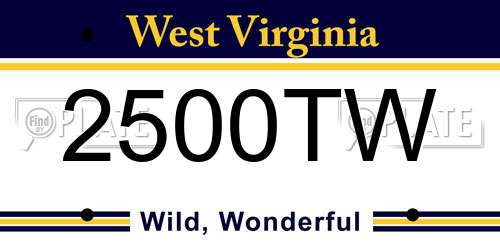 2500TW West Virginia License Plate