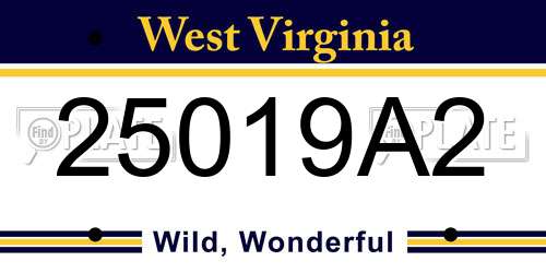 25019A2 West Virginia License Plate