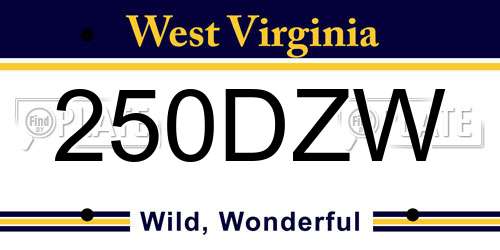 250DZW West Virginia License Plate