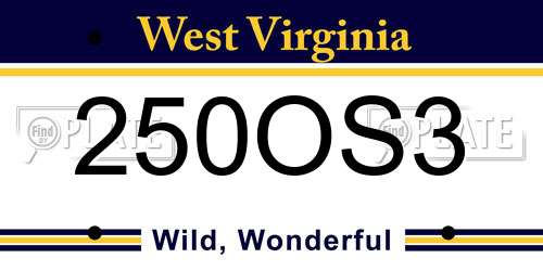 250OS3 West Virginia License Plate