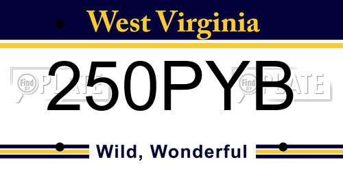 250PYB West Virginia License Plate