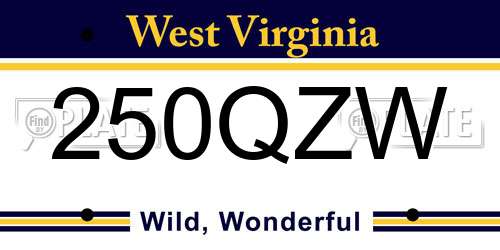 250QZW West Virginia License Plate