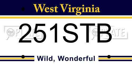 251STB West Virginia License Plate