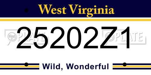 25202Z1 West Virginia License Plate