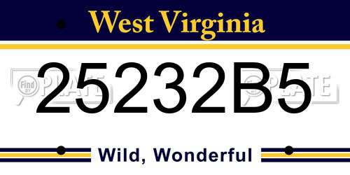 25232B5 West Virginia License Plate