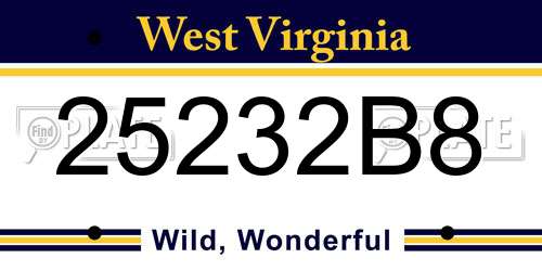25232B8 West Virginia License Plate