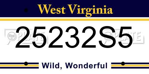 25232S5 West Virginia License Plate