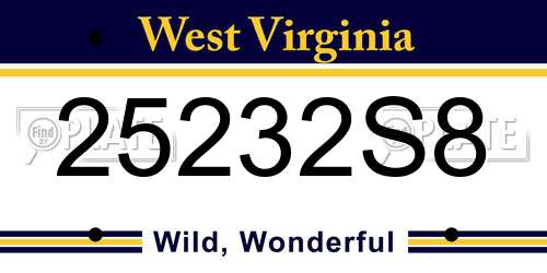 25232S8 West Virginia License Plate