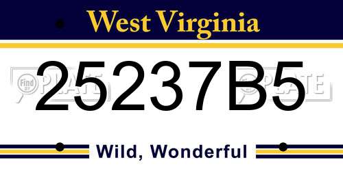 25237B5 West Virginia License Plate