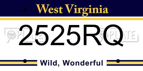 2525RQ West Virginia License Plate