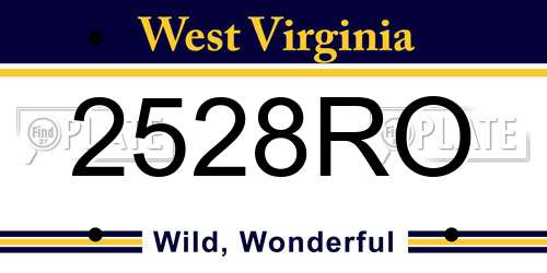 2528RO West Virginia License Plate