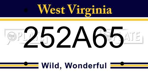 252A65 West Virginia License Plate