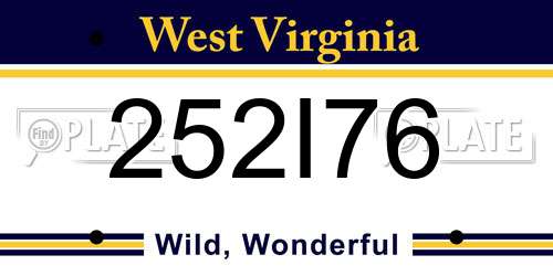 252I76 West Virginia License Plate