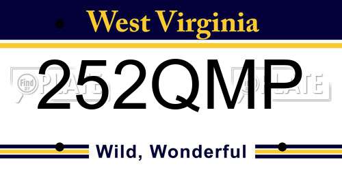 252QMP West Virginia License Plate