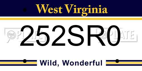 252SR0 West Virginia License Plate