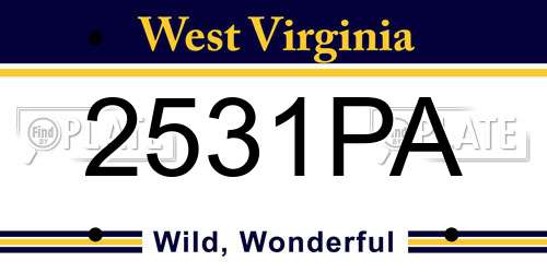 2531PA West Virginia License Plate