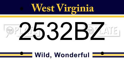 2532BZ West Virginia License Plate