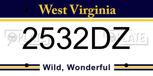 2532DZ West Virginia License Plate