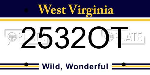 2532OT West Virginia License Plate
