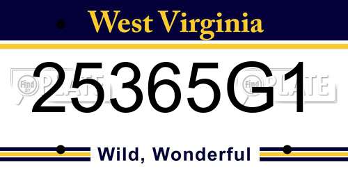 25365G1 West Virginia License Plate