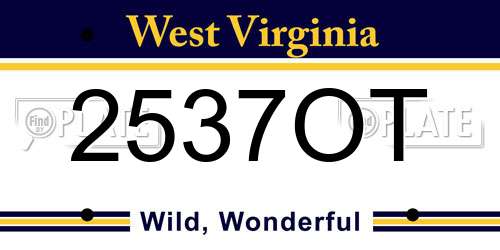 2537OT West Virginia License Plate