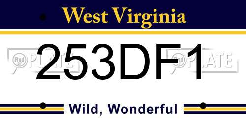 253DF1 West Virginia License Plate