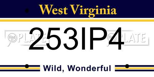 253IP4 West Virginia License Plate