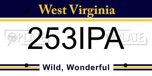 253IPA West Virginia License Plate