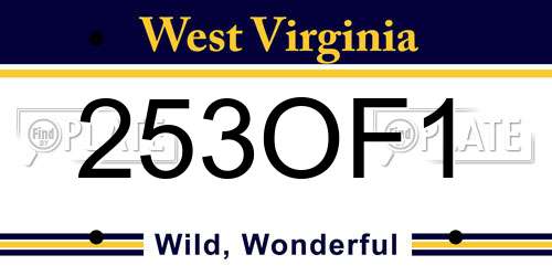 253OF1 West Virginia License Plate