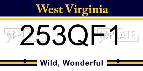 253QF1 West Virginia License Plate