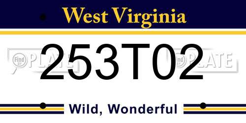 253T02 West Virginia License Plate