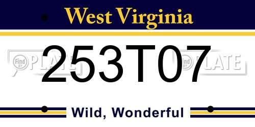 253T07 West Virginia License Plate