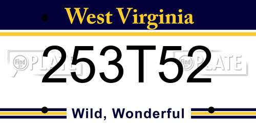 253T52 West Virginia License Plate