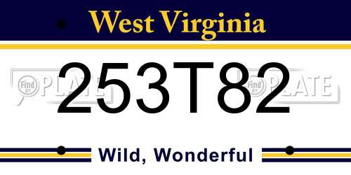 253T82 West Virginia License Plate