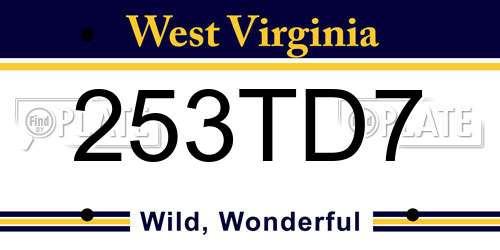 253TD7 West Virginia License Plate