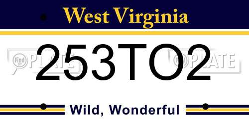 253TO2 West Virginia License Plate
