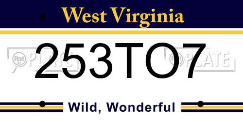 253TO7 West Virginia License Plate