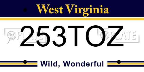 253TOZ West Virginia License Plate