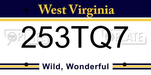 253TQ7 West Virginia License Plate
